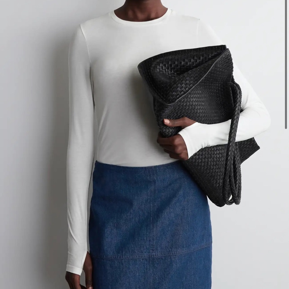 COS SLIM-FIT LONG-SLEEVE TOP in white